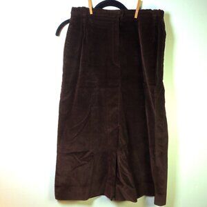 Vintage Knockabouts Brown Corduroy Cotton Skirt 70s Working Girl Cottage Core